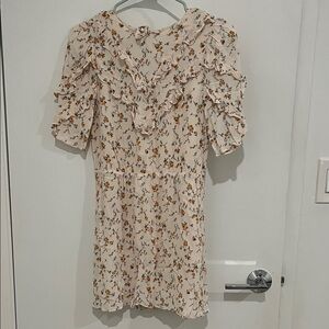 Reformation Cream Floral Mini Dress